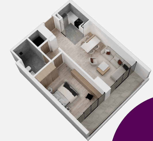 One Bedroom 96sqm Floor Plan